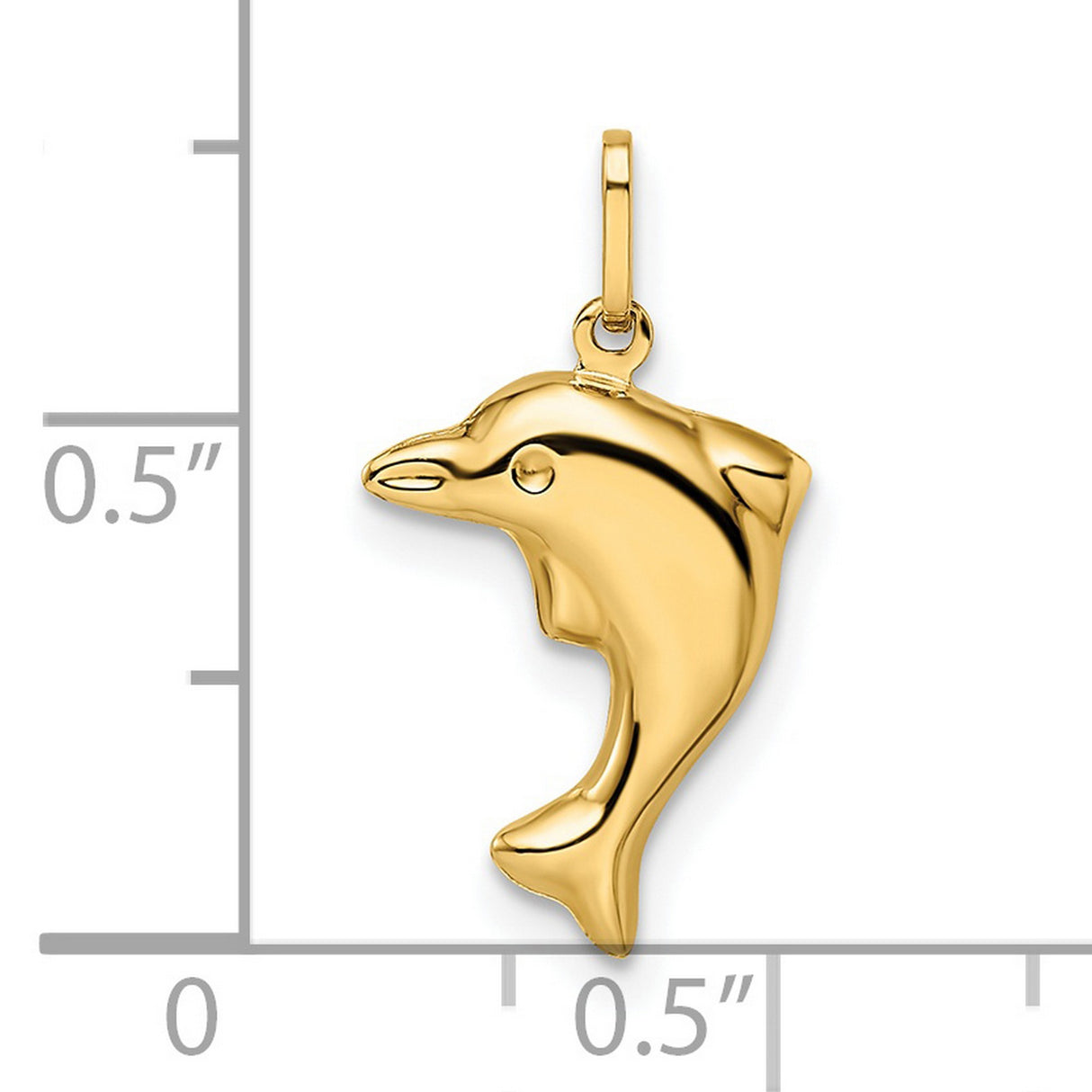 14k Yellow Gold Dolphin Pendant, Jumping Dolphin Ocean Life Charm, Nautical Sea-Inspired Jewelry