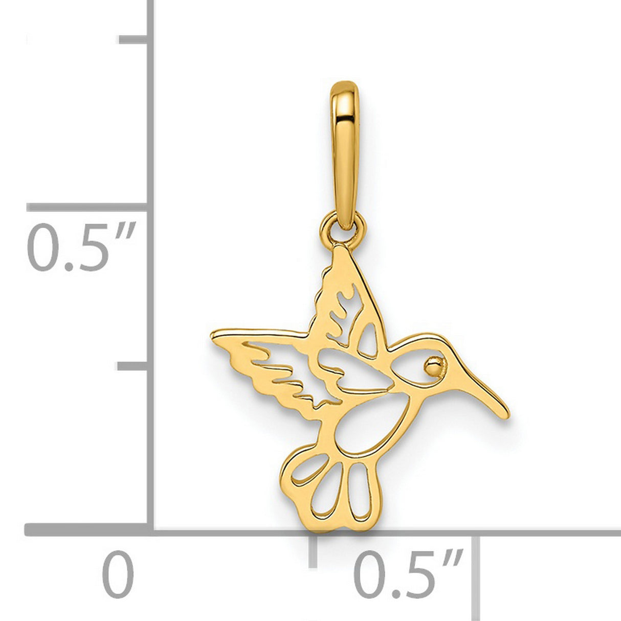 14k Yellow Gold Hummingbird Pendant with Openwork Design, Nature-Inspired Bird Charm for Women