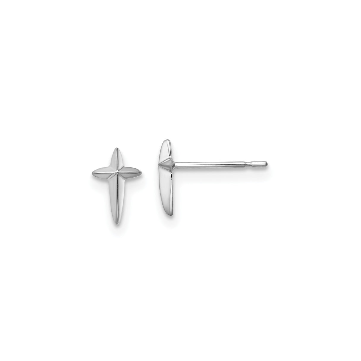 14k White Gold Cross Pendant, Minimalist Religious Design for Men and Women