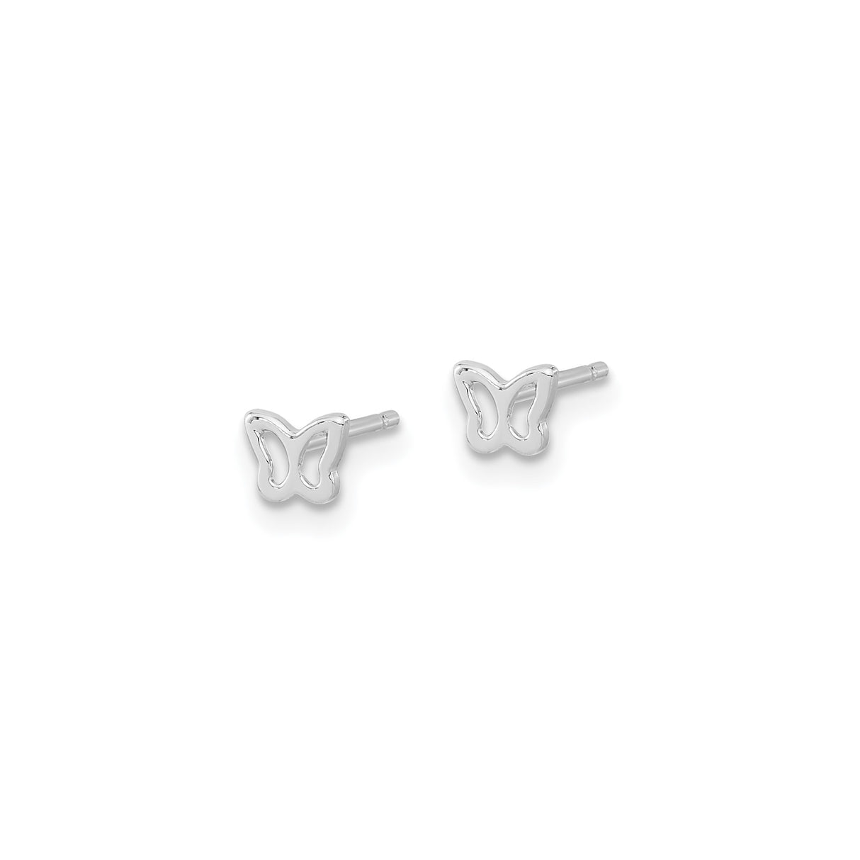 14k White Gold Butterfly Stud Earrings with Dainty Openwork Design