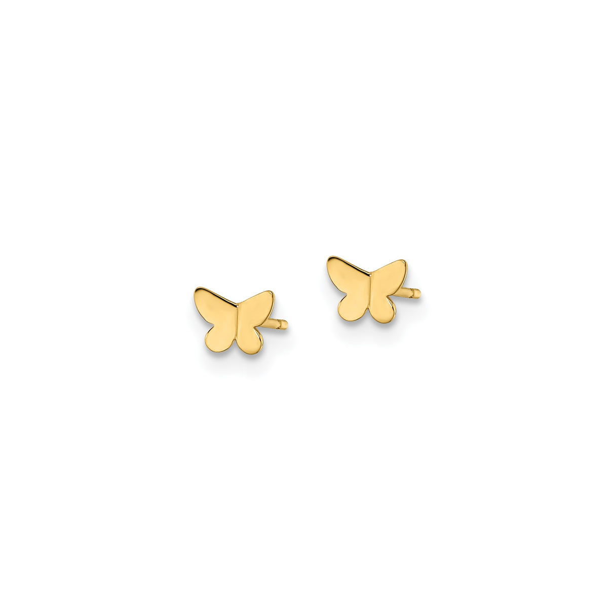 14k Yellow Gold Butterfly Stud Earrings, Dainty Lightweight Minimalist Design