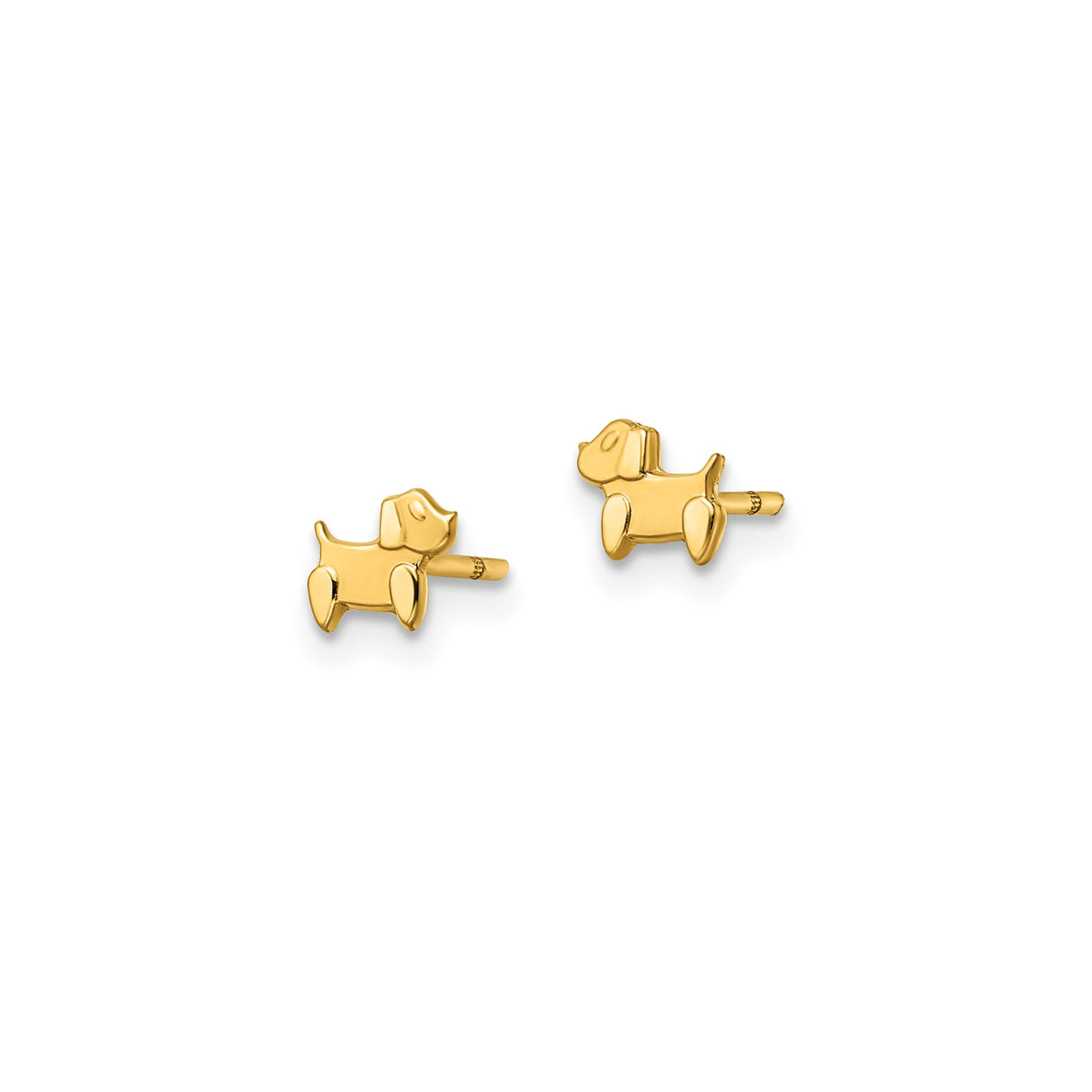 14k Yellow Gold Dog Shaped Stud Earrings, Cute Puppy Design, Animal Themed Jewelry for Women and Girls