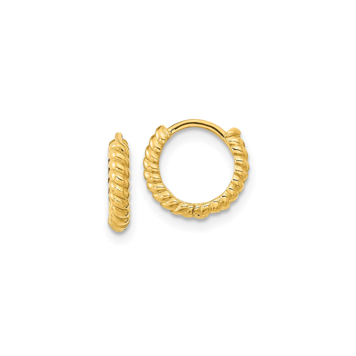 14k Yellow Gold Twisted Rope Hoop Earrings, Polished Finish, Lightweight Classic Style