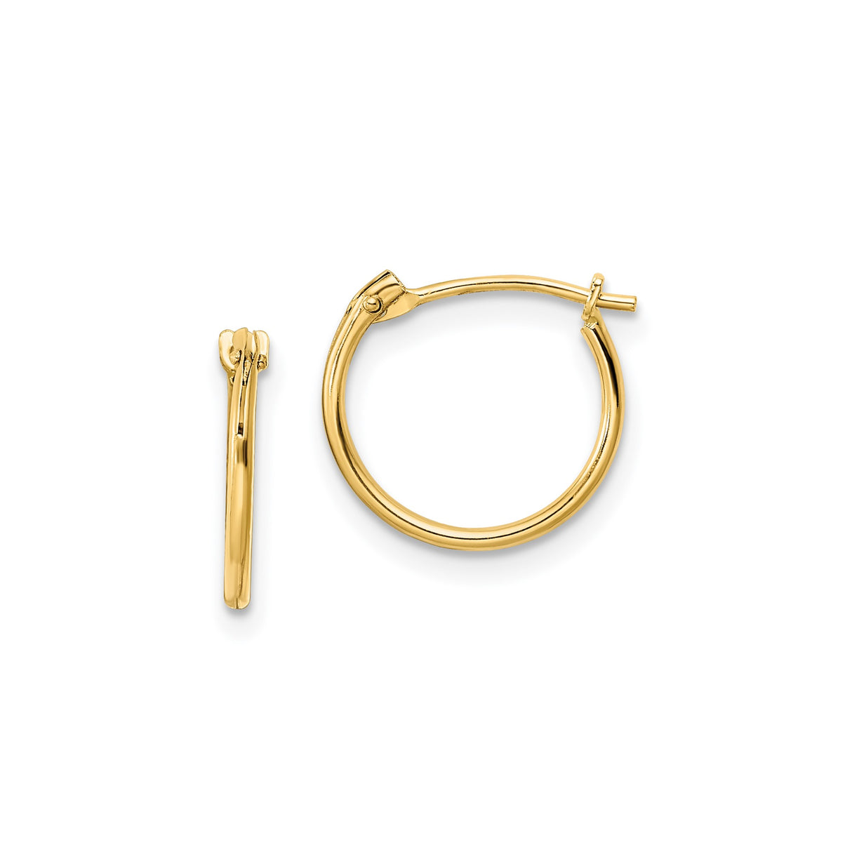 14k Yellow Gold Small Hoop Earrings, Polished Finish, Minimalist Design for Women