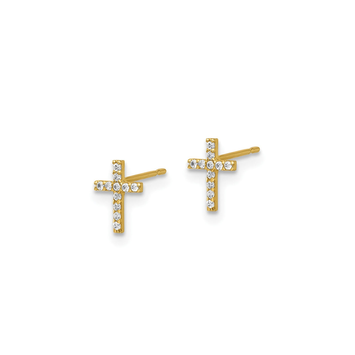 14k Yellow Gold Cross Pendant with Cubic Zirconia Accent, Classic Spiritual Design for Men and Women