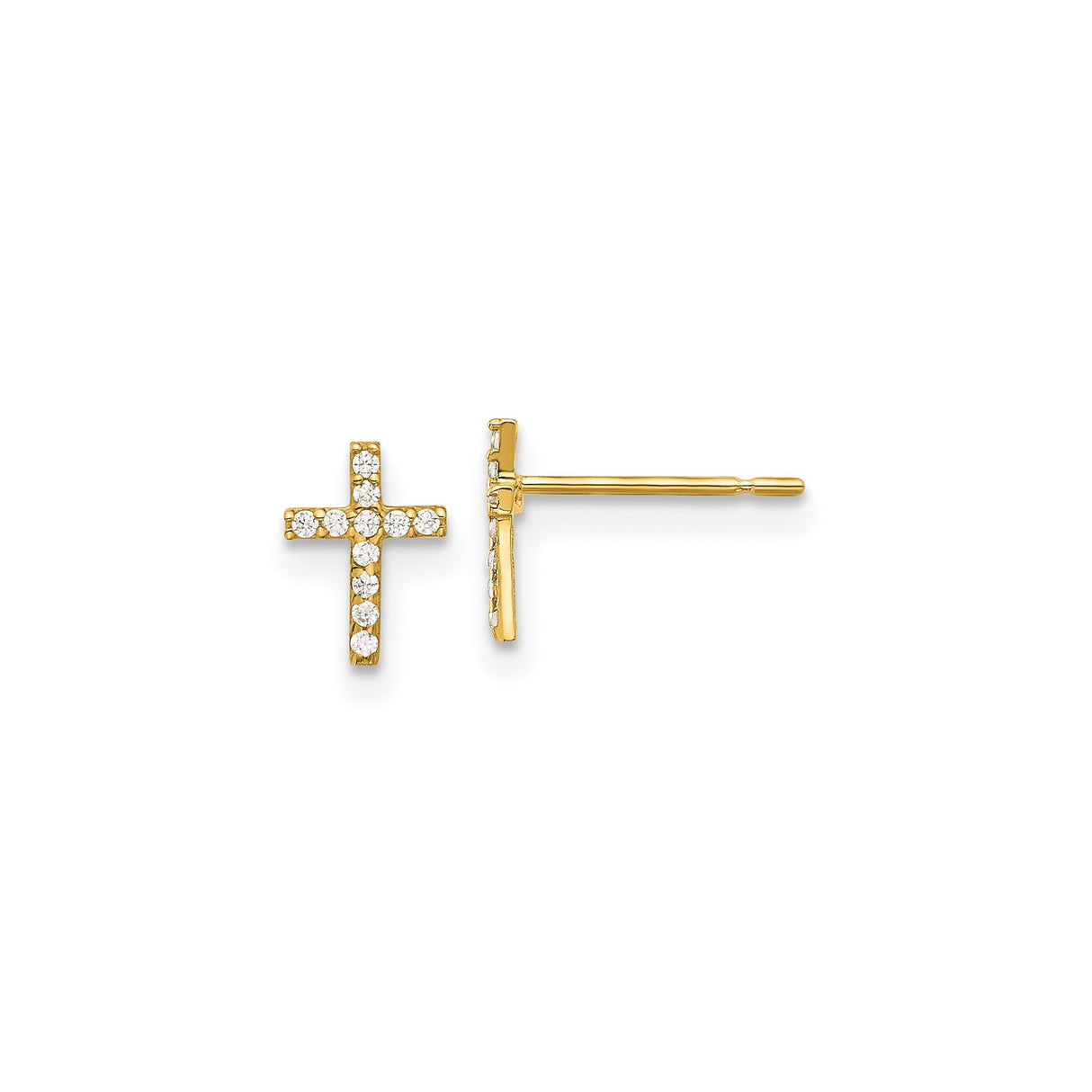 14k Yellow Gold Cross Pendant with Cubic Zirconia Accent, Classic Spiritual Design for Men and Women