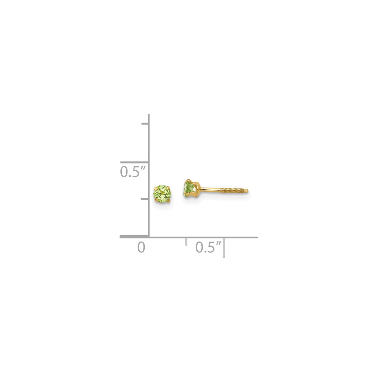 14k Yellow Gold Stud Earrings with Round Peridot, Classic Four-Prong August Birthstone Design