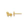 14k Yellow Gold Unicorn Stud Earrings, Whimsical Fantasy Design for Women and Girls