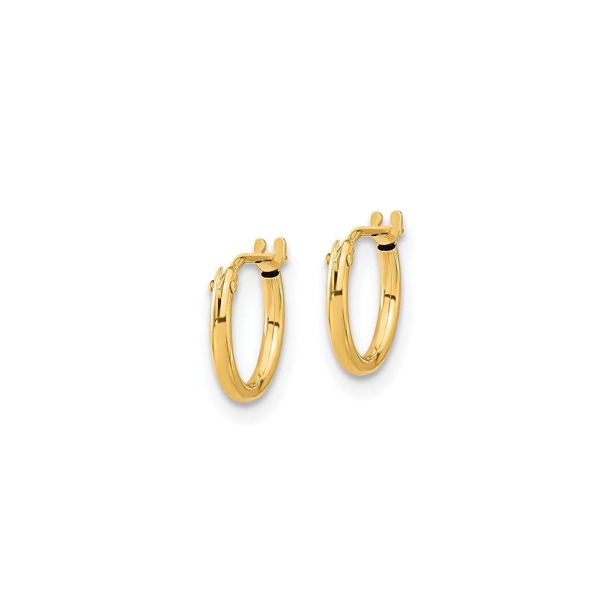 14k Yellow Gold Small Hoop Earrings, Hinged Click-Top Closure, Polished Minimalist Design for Women