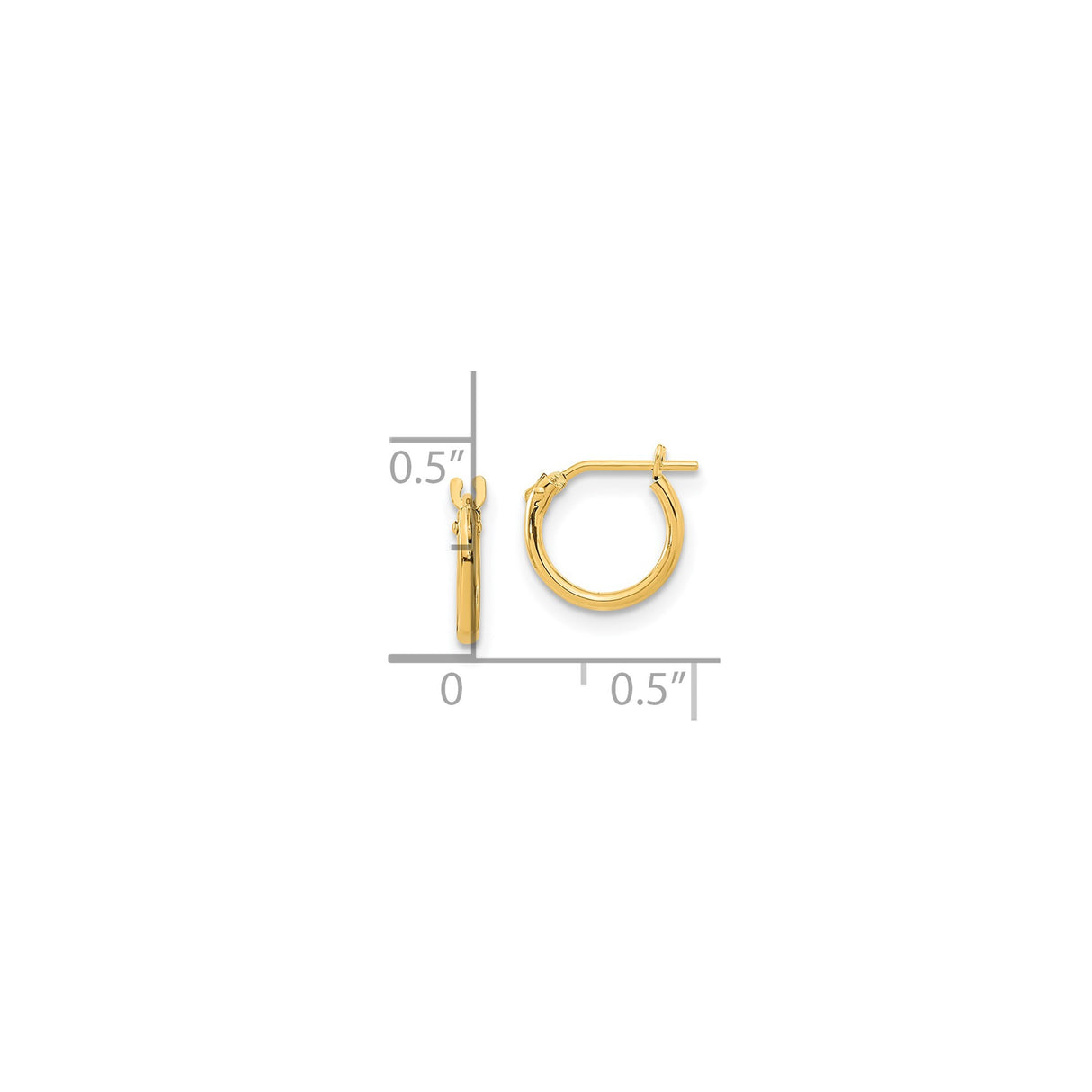 14k Yellow Gold Small Hoop Earrings, Hinged Click-Top Closure, Polished Minimalist Design for Women