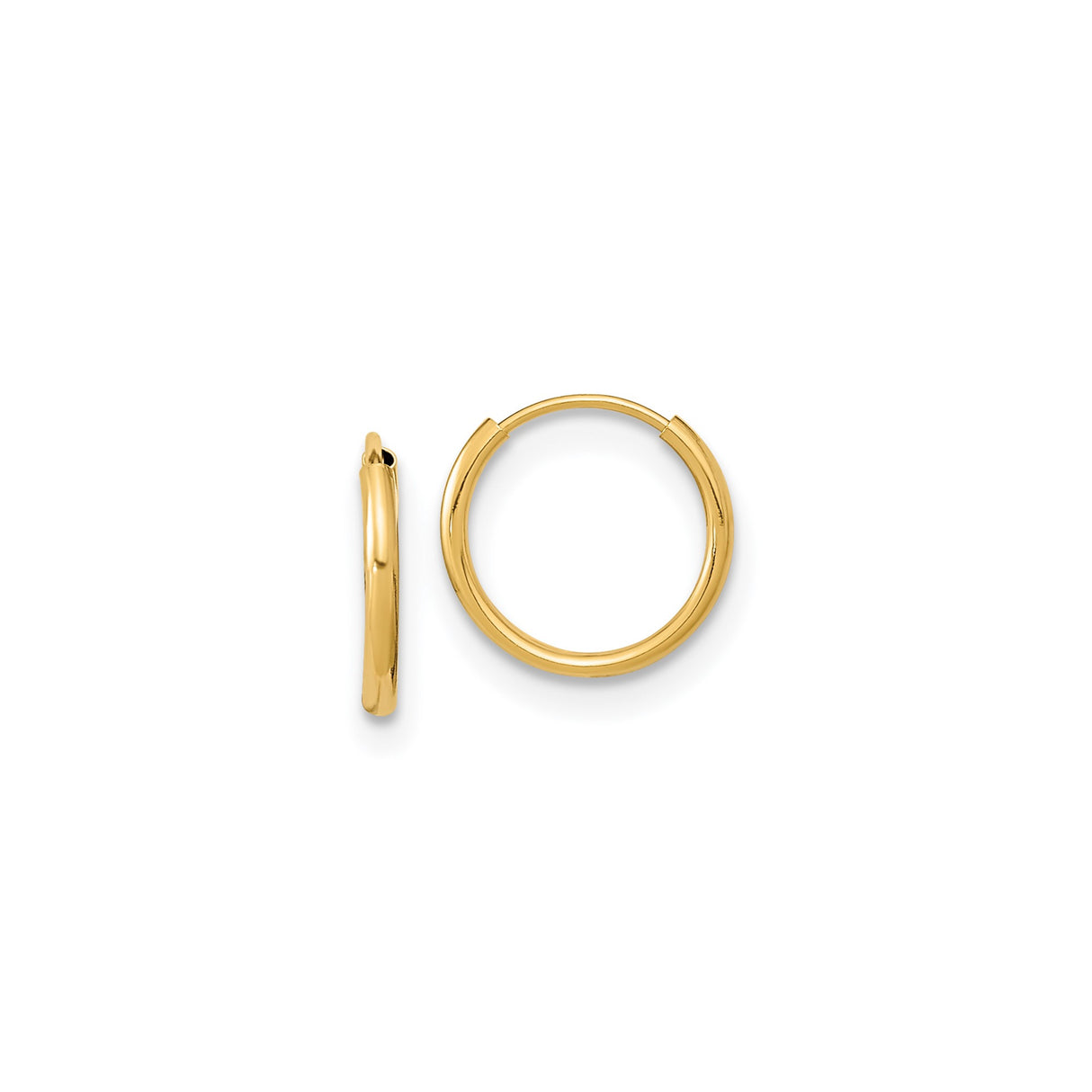 14k Yellow Gold Hoop Earrings, Classic Polished Medium Hoops, Unisex Minimalist Jewelry