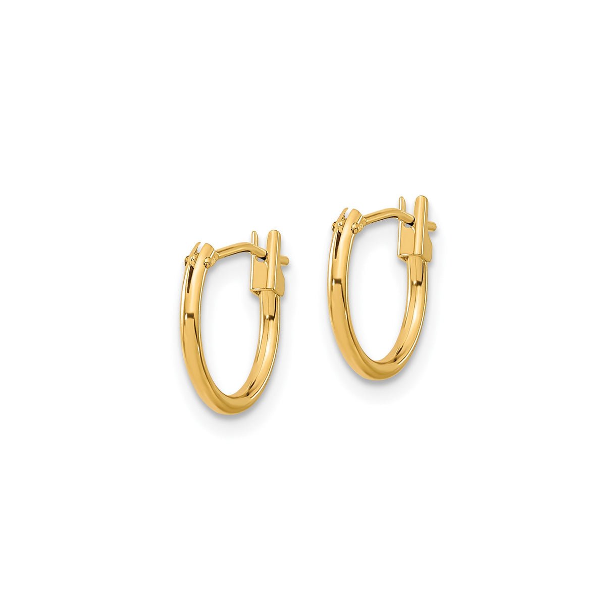 14k Yellow Gold Hoop Earrings, Small Latch Back, Polished Minimalist Style for Women