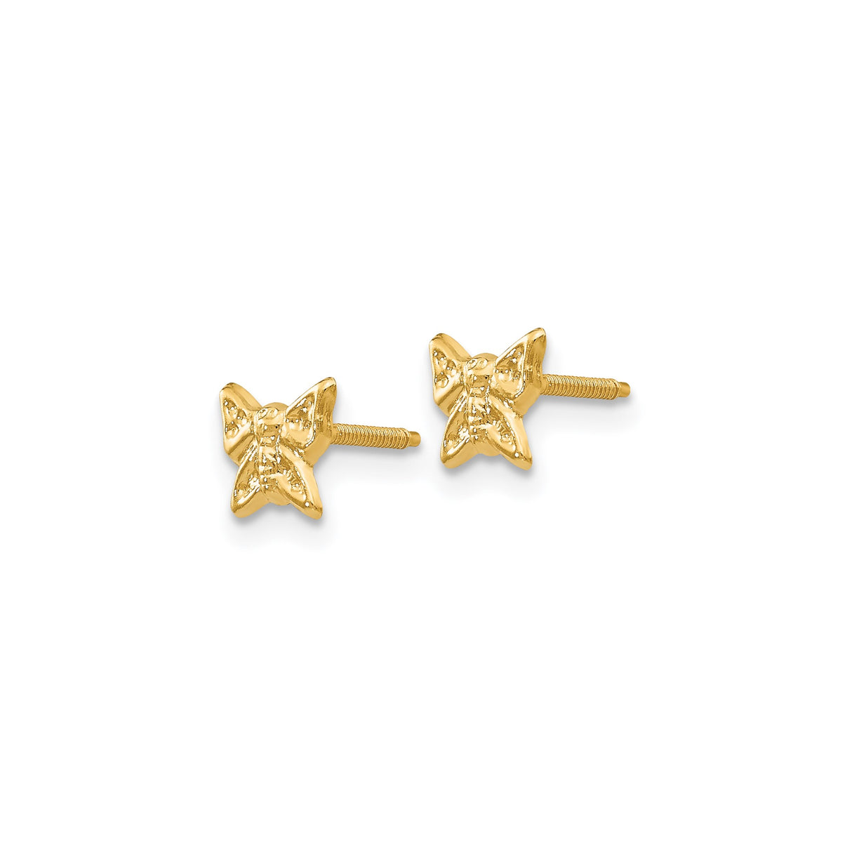 14k Yellow Gold Butterfly Stud Earrings, Dainty Nature-Inspired Insect Design for Women
