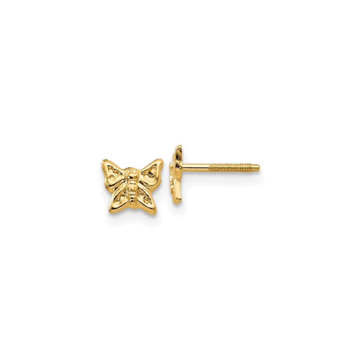 14k Yellow Gold Butterfly Stud Earrings, Dainty Nature-Inspired Insect Design for Women