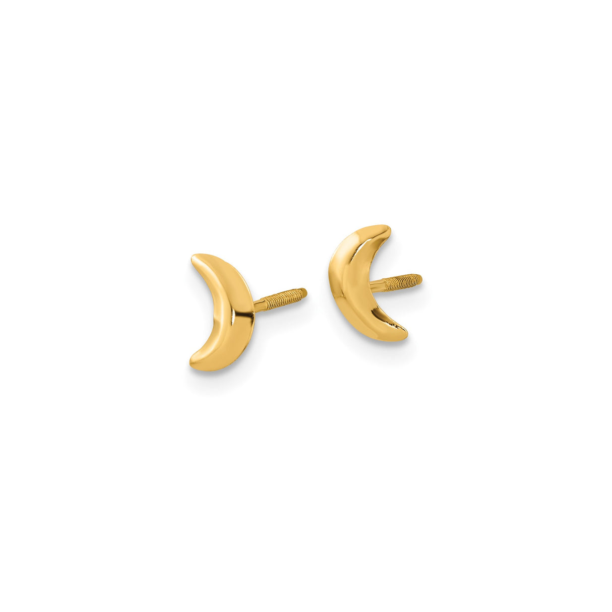 14k Yellow Gold Crescent Moon Stud Earring, Minimalist Celestial Jewelry for Women or Unisex