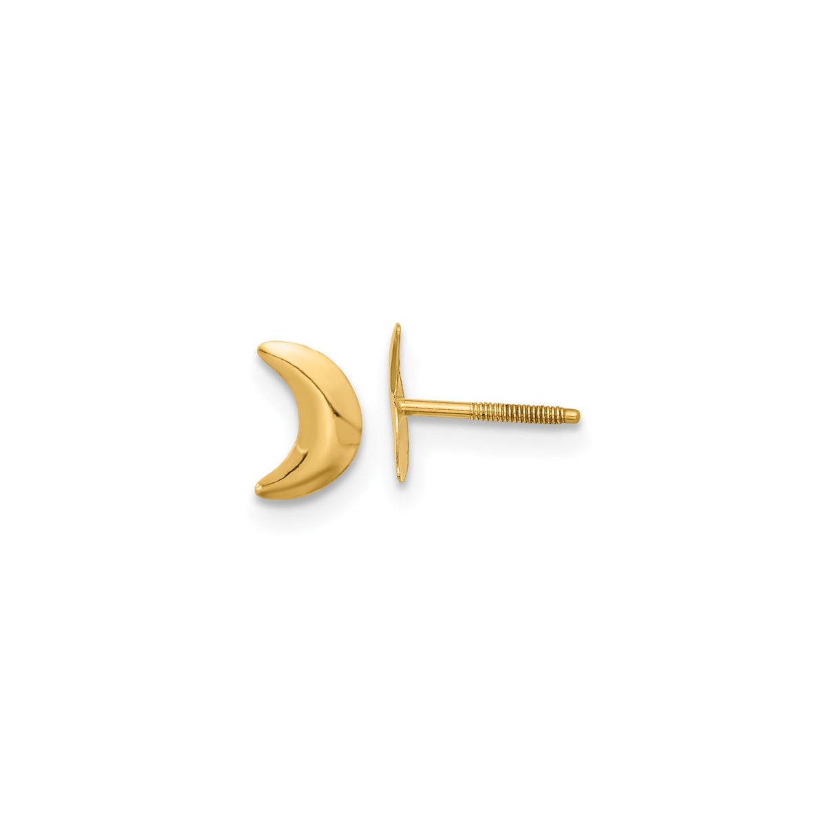 14k Yellow Gold Crescent Moon Stud Earring, Minimalist Celestial Jewelry for Women or Unisex