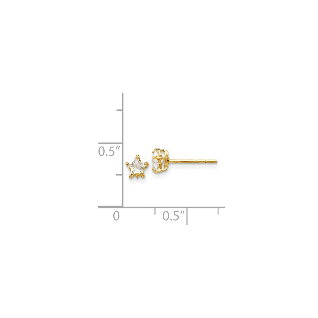14k Yellow Gold Star Stud Earrings with Cubic Zirconia, Celestial Minimalist Design for Women