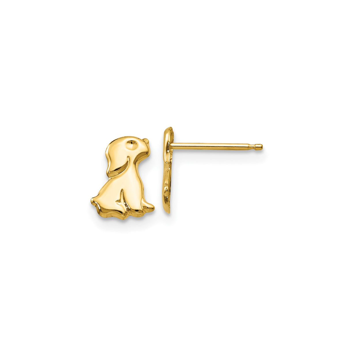 14k Yellow Gold Bunny Stud Earrings, Polished Rabbit Design Animal Jewelry for Women and Girls