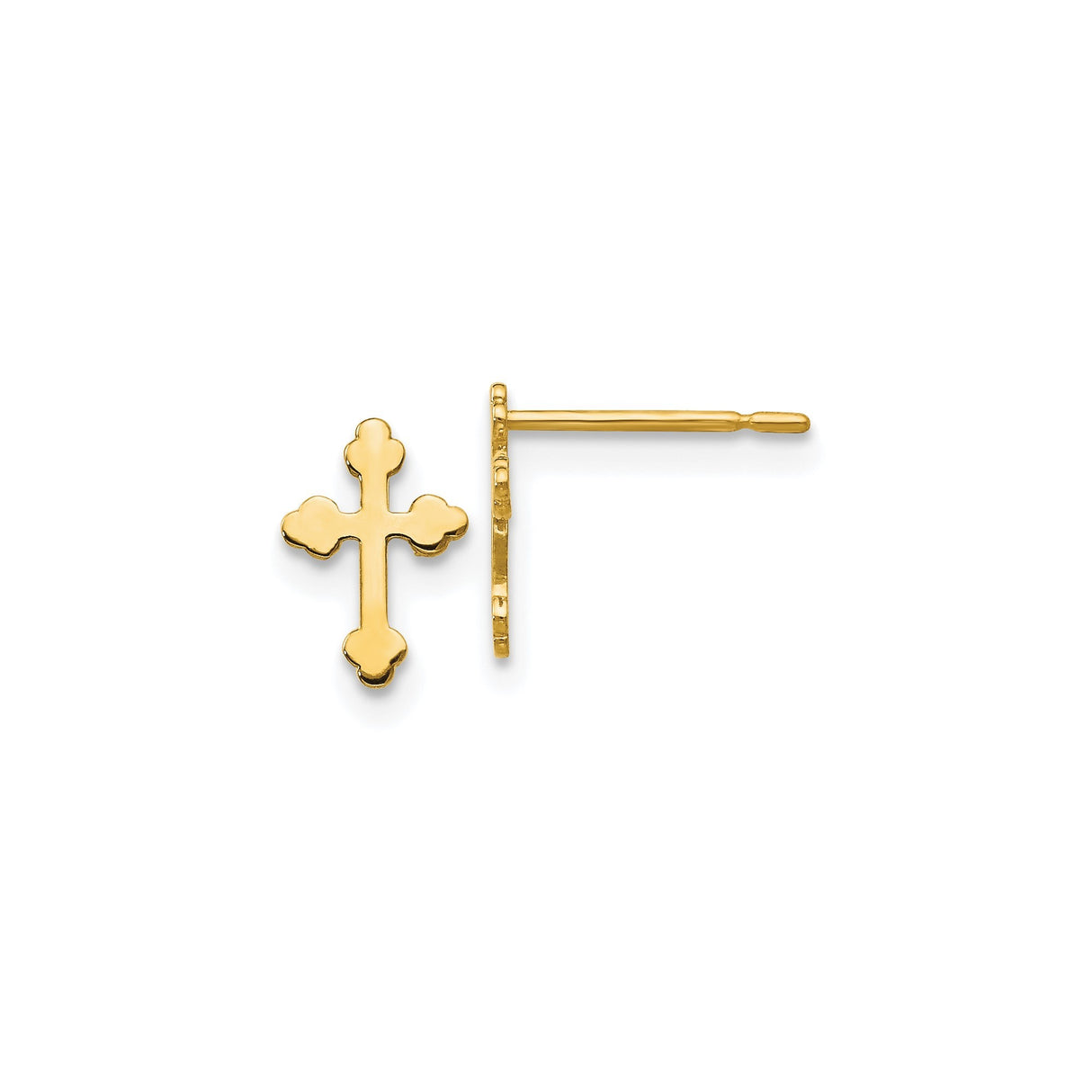 14k Yellow Gold Cross Pendant, High Polish Minimalist Religious Design for Men and Women