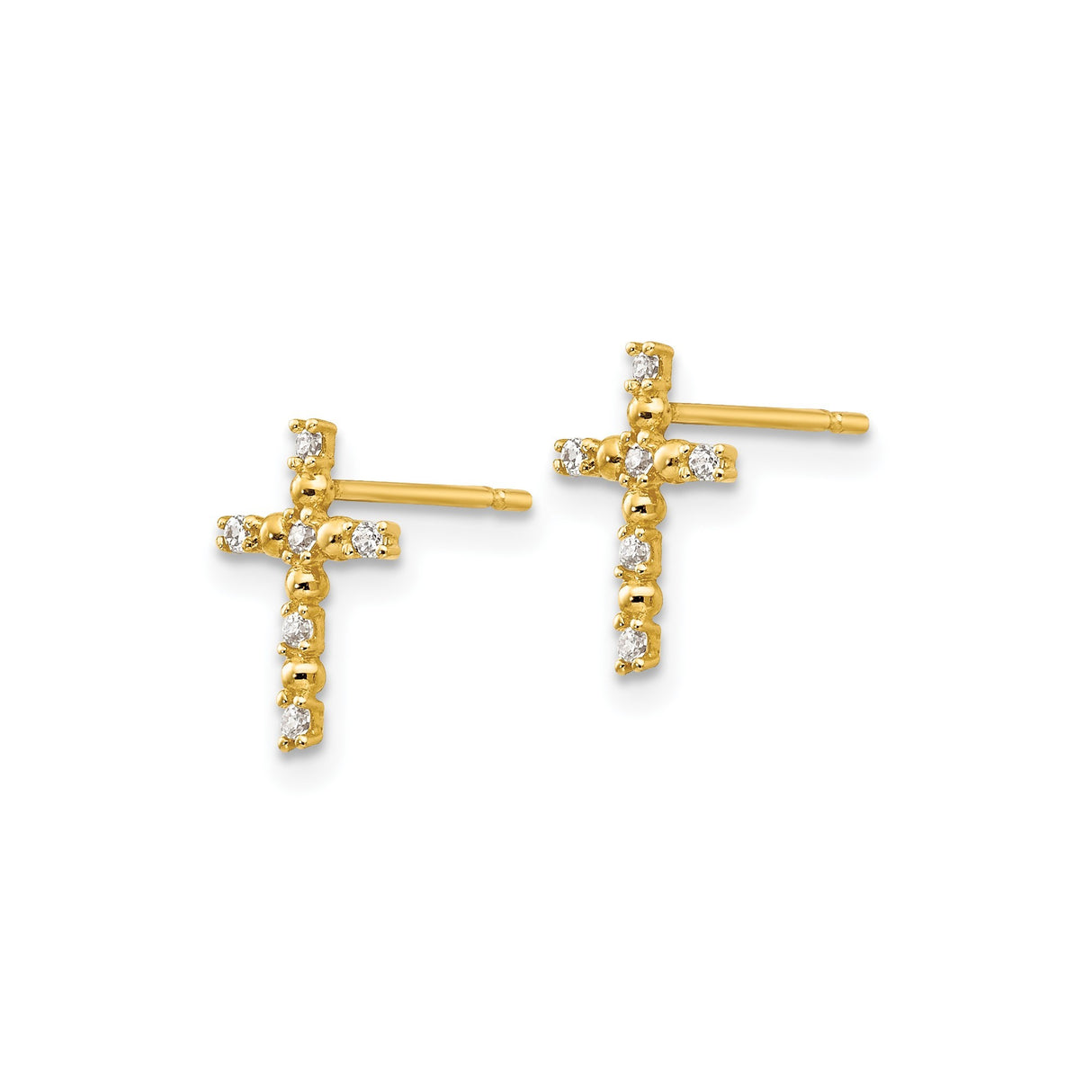 14k Yellow Gold Cross Pendant with Cubic Zirconia, Faith Inspired Unisex Religious Charm