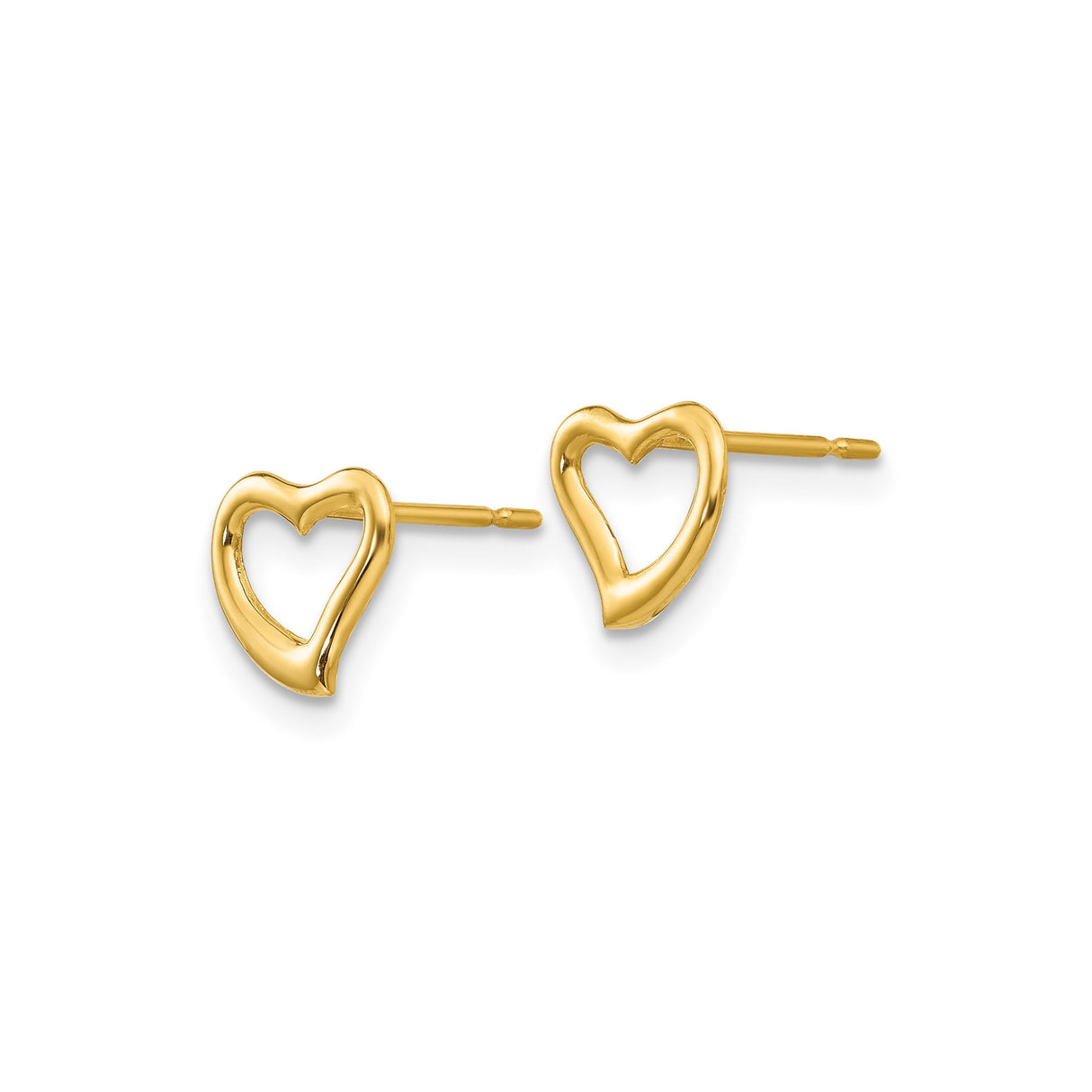 14k Yellow Gold Heart Stud Earrings, Delicate Minimalist Design for Women