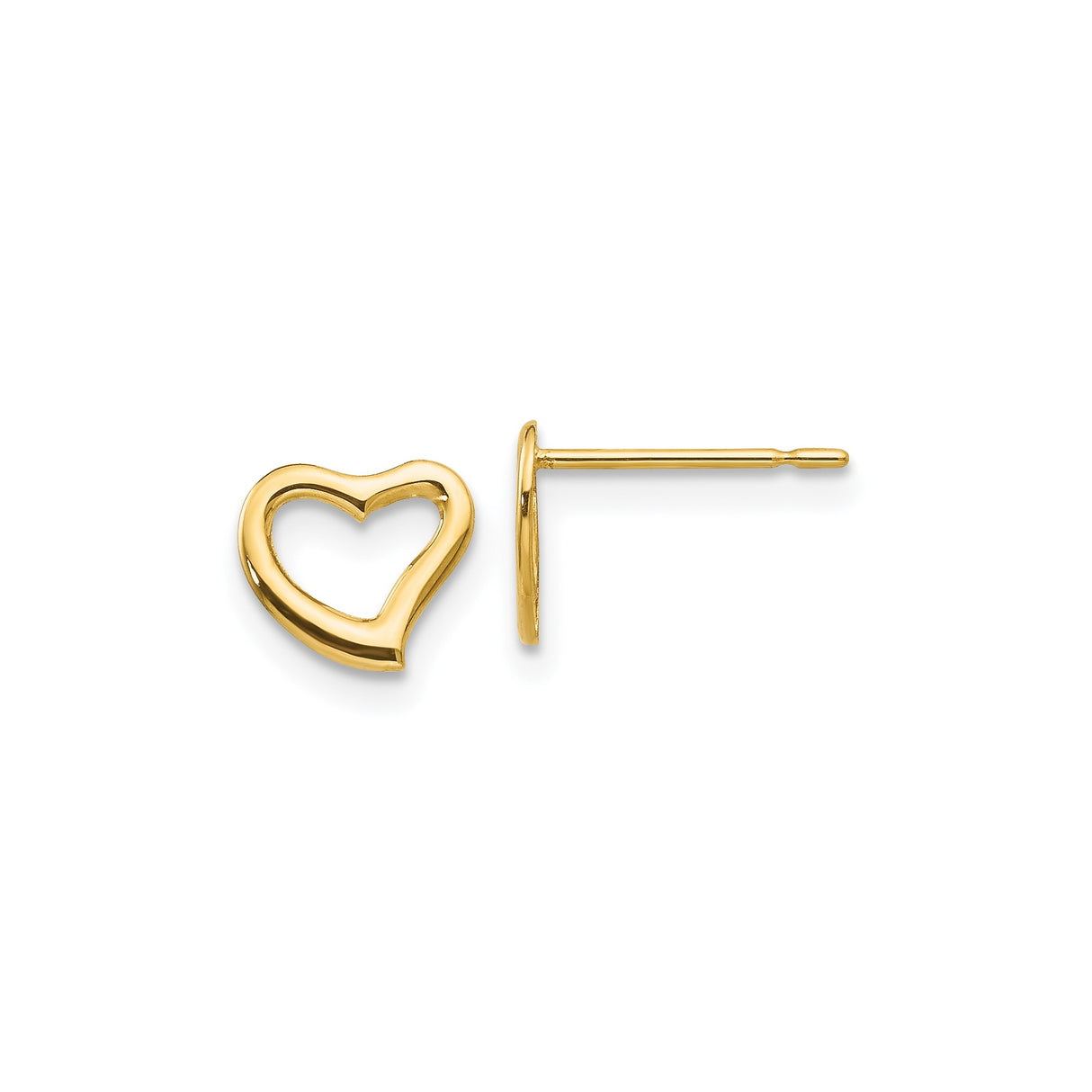 14k Yellow Gold Heart Stud Earrings, Delicate Minimalist Design for Women