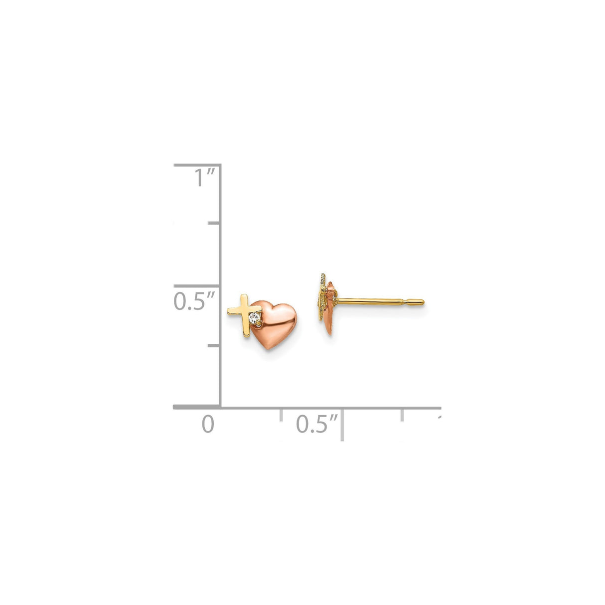 14k Yellow Gold Cross Pendant with Cubic Zirconia, Two-Tone Rose and Yellow Gold, Modern Faith Design