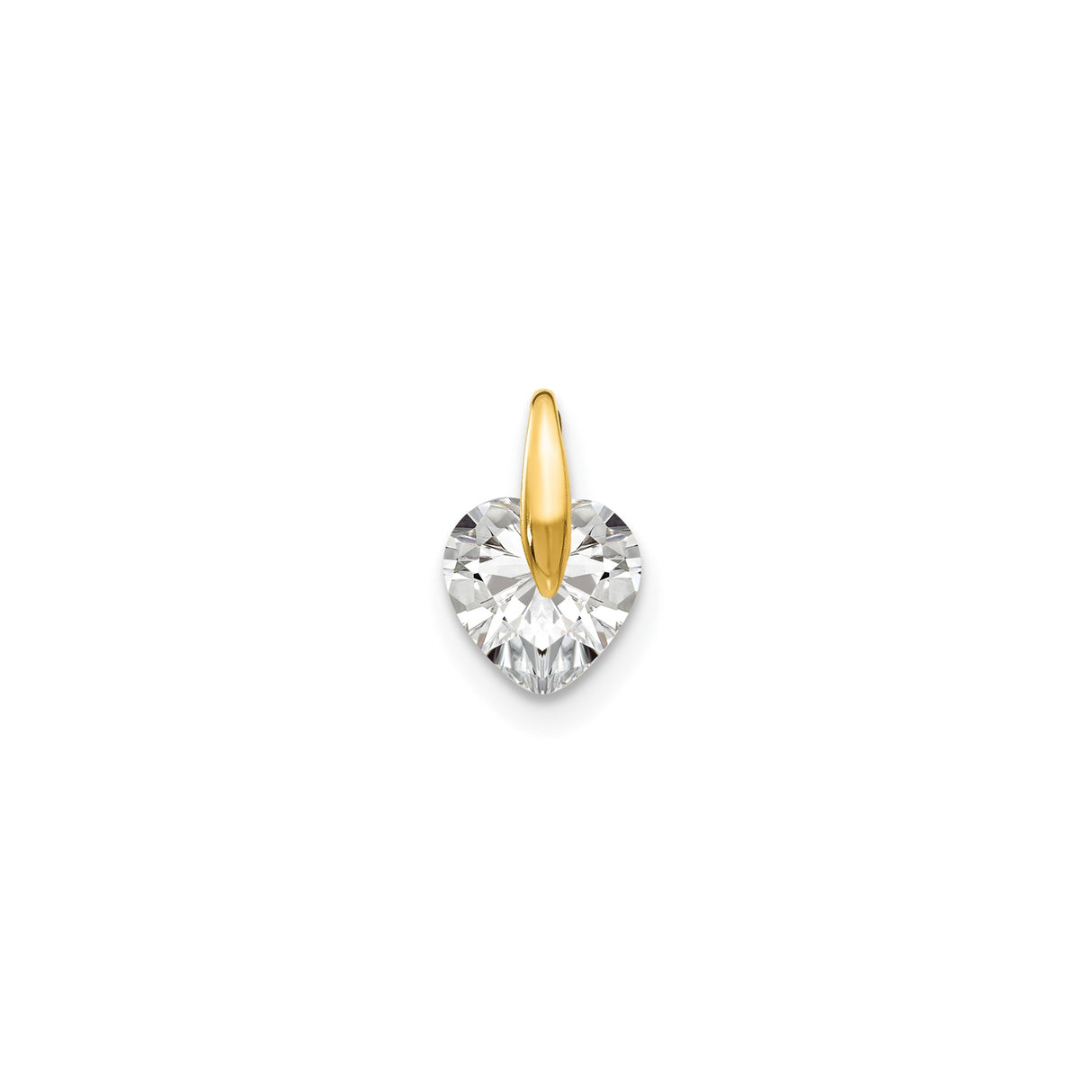 14k Yellow Gold Heart Pendant with Cubic Zirconia, Romantic Jewelry for Women