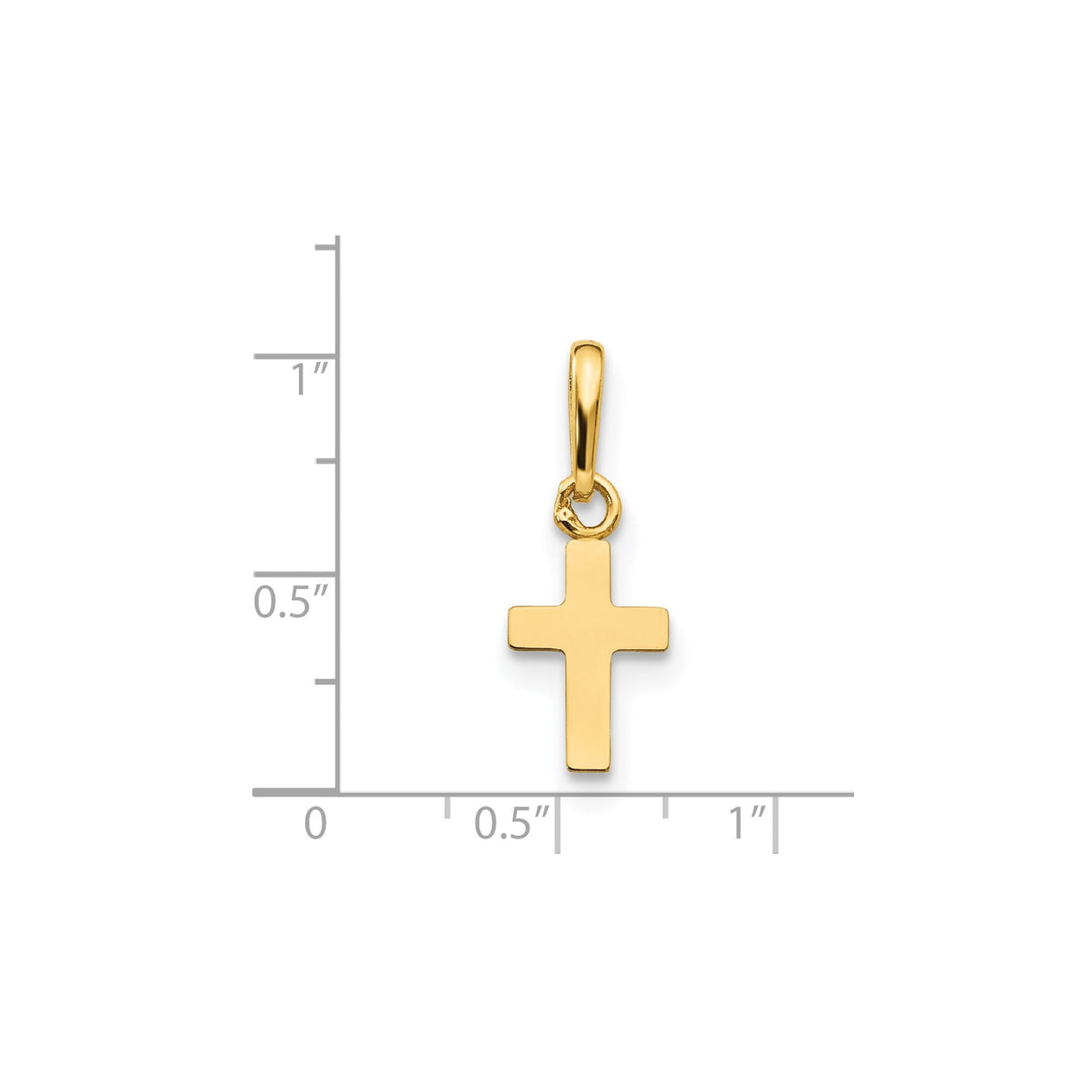 14k Yellow Gold Cross Pendant, Sleek Modern Unisex Religious Charm for Men and Women
