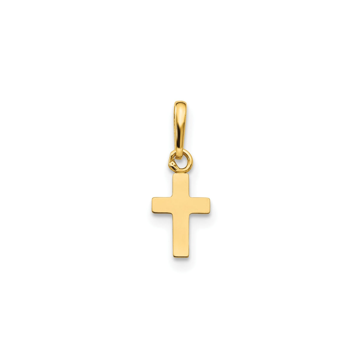 14k Yellow Gold Cross Pendant, Sleek Modern Unisex Religious Charm for Men and Women