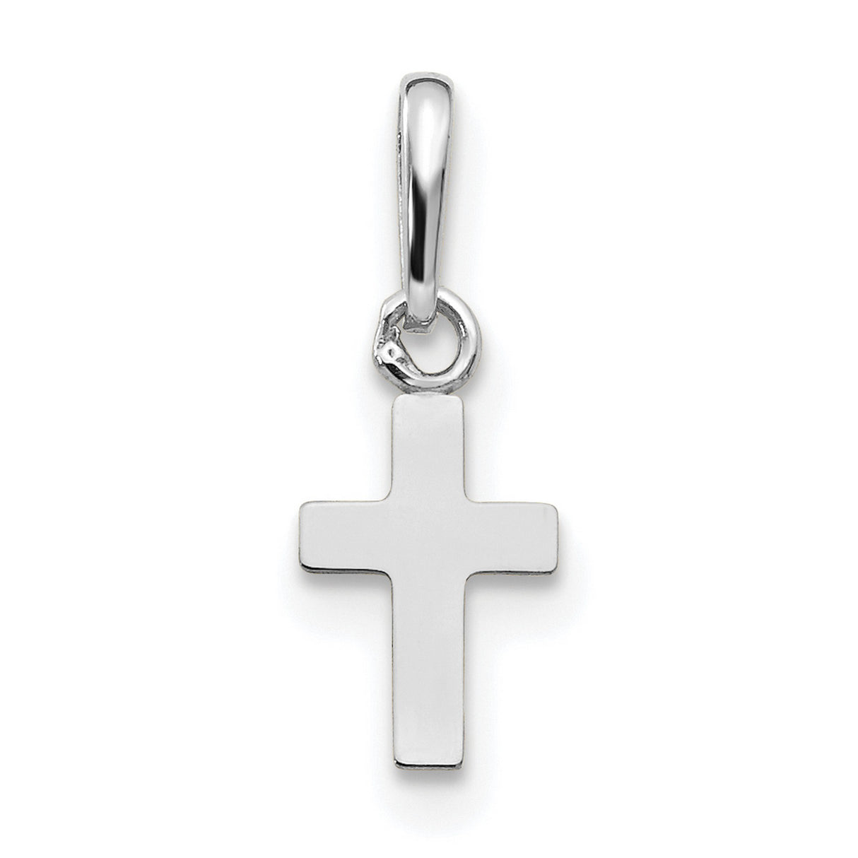 14k White Gold Cross Pendant with Polished Minimalist Design for Men and Women