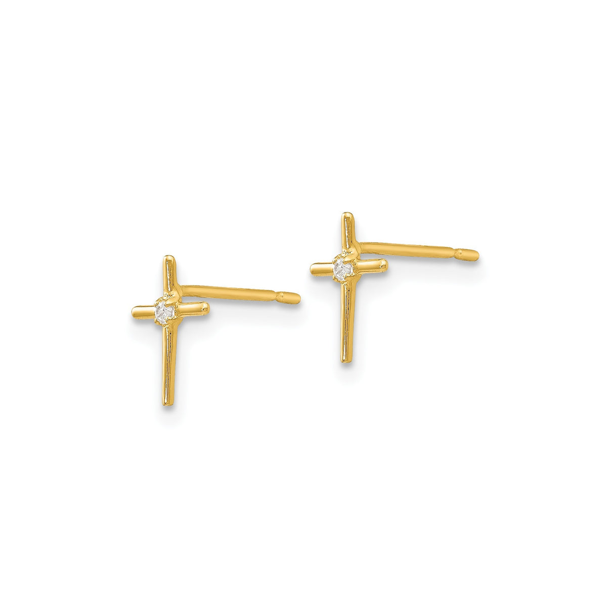 14k Yellow Gold Cross Pendant with Cubic Zirconia, Sleek Modern Design for Men and Women