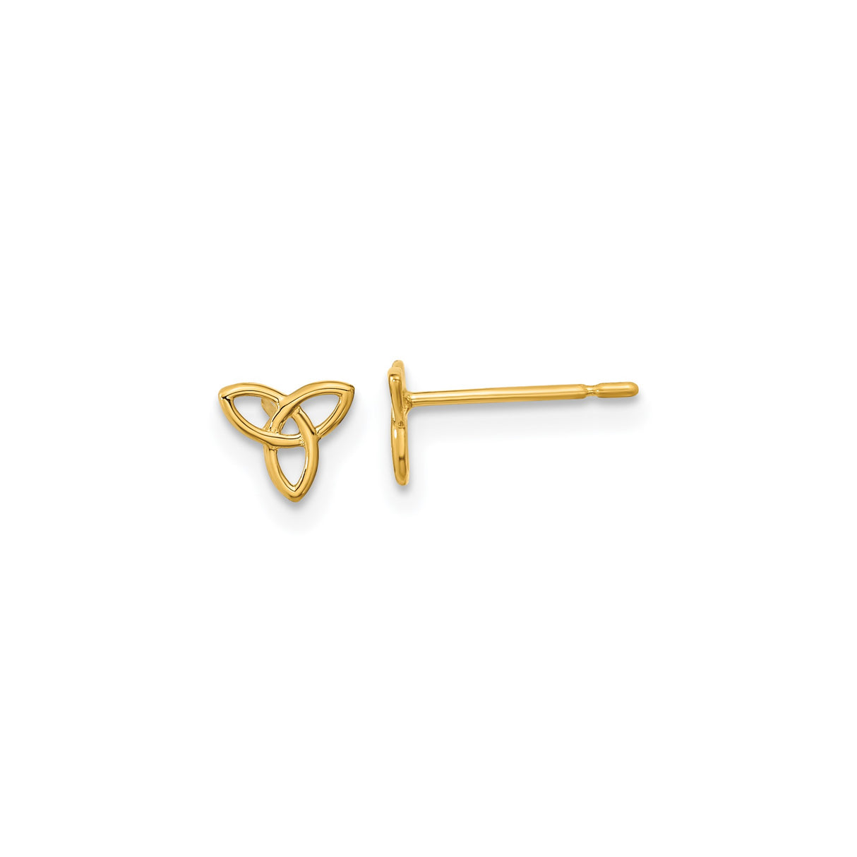 14k Yellow Gold Celtic Knot Stud Earrings, Triquetra Symbol Design