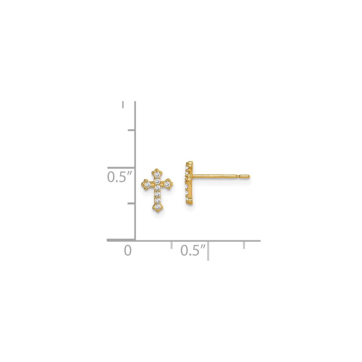 14k Yellow Gold Cross Pendant with Cubic Zirconia Accents, Polished Spiritual Jewelry for Men and Women