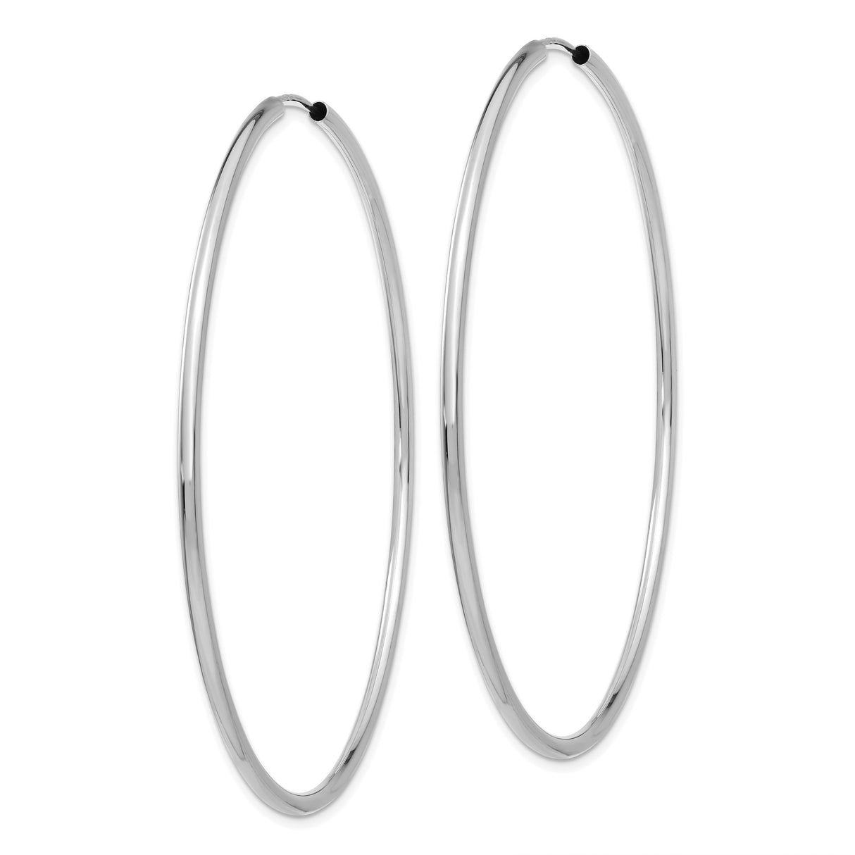 14k White Gold Hoop Earrings, Sleek Minimalist Round Design for Women
