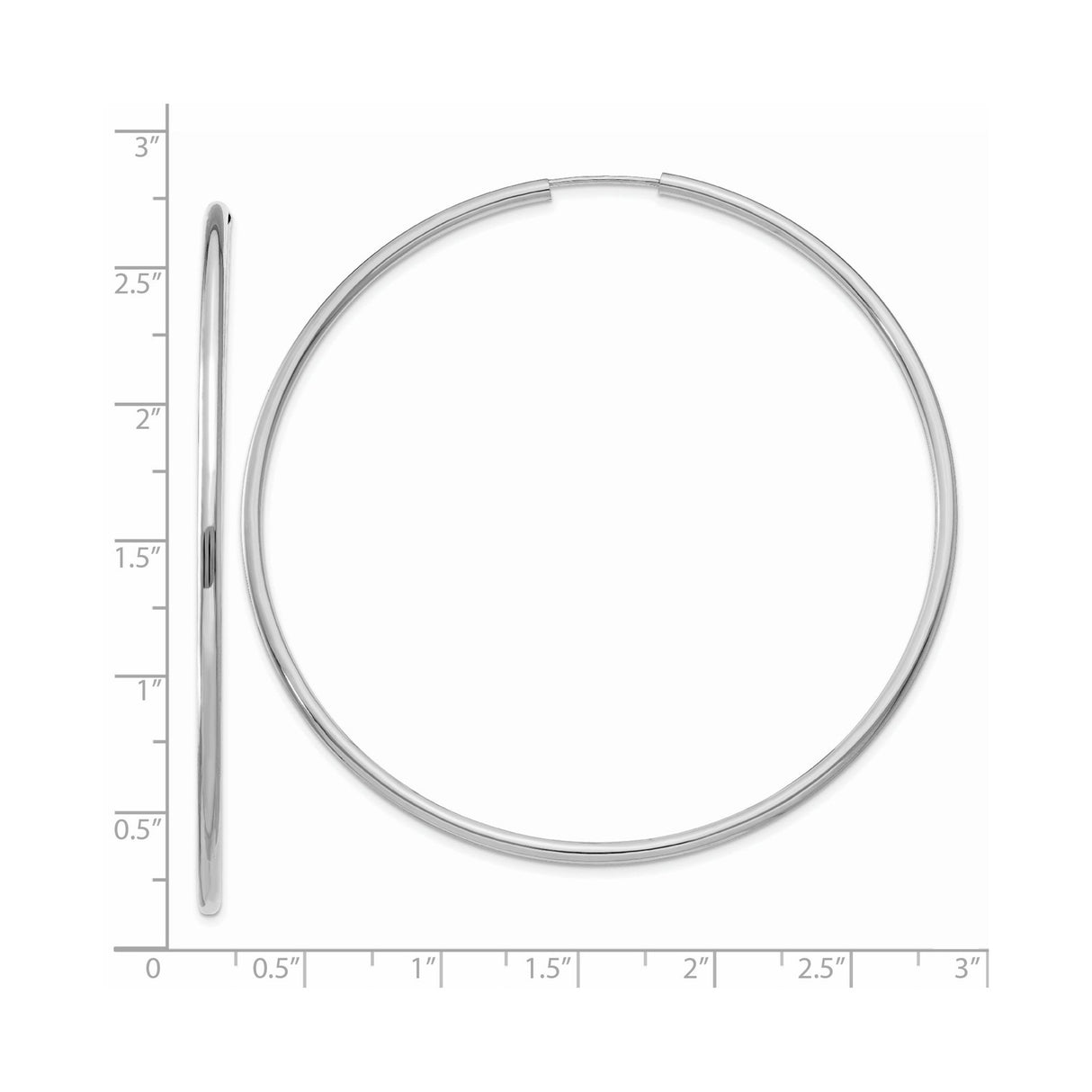 14k White Gold Hoop Earrings, Sleek Minimalist Round Design for Women
