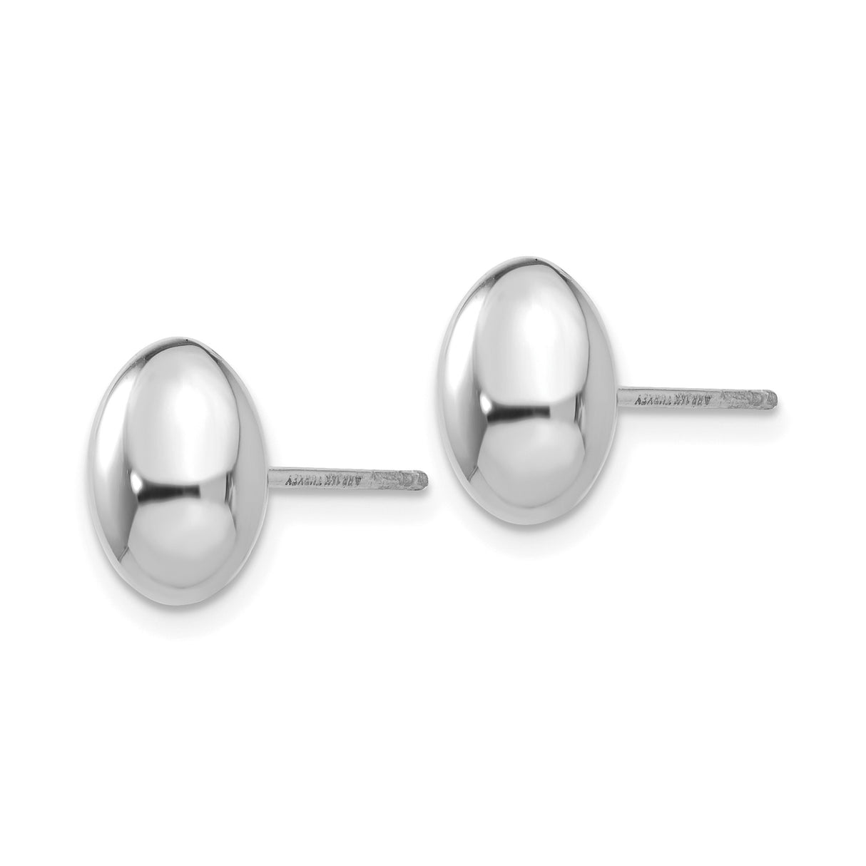 14k White Gold Dome Stud Earrings, Polished Finish, Minimalist Style for Women