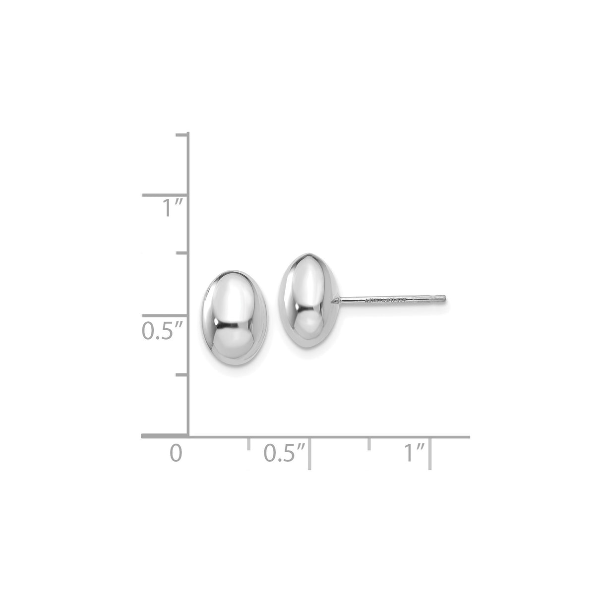 14k White Gold Dome Stud Earrings, Polished Finish, Minimalist Style for Women