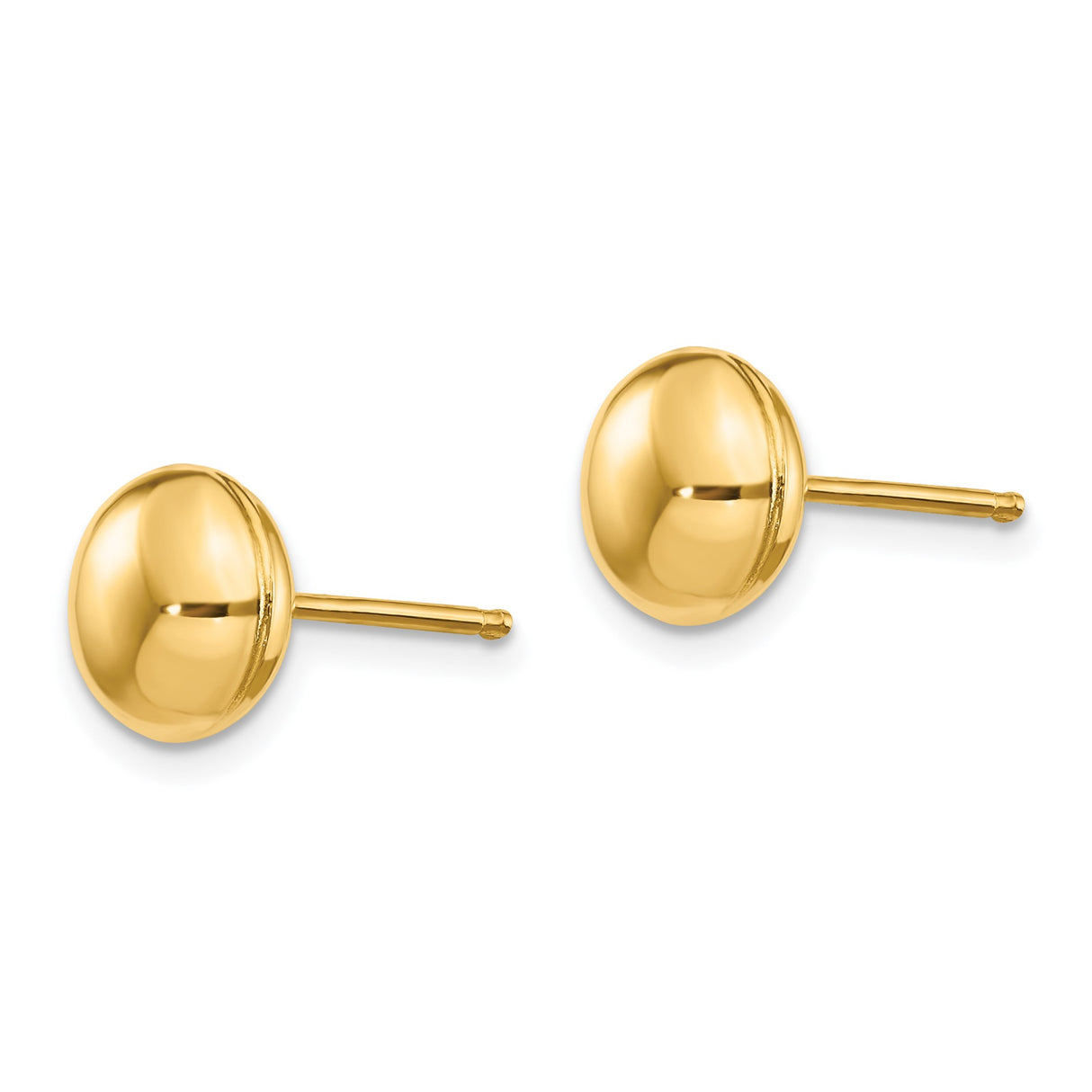 14k Yellow Gold Ball Stud Earrings, Polished Round Dome Post Design for Women