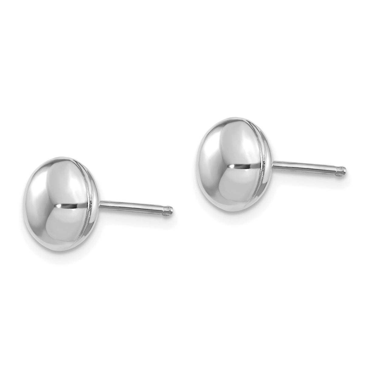 14k White Gold Ball Stud Earrings, Polished Dome Design, Minimalist Classic Jewelry for Women