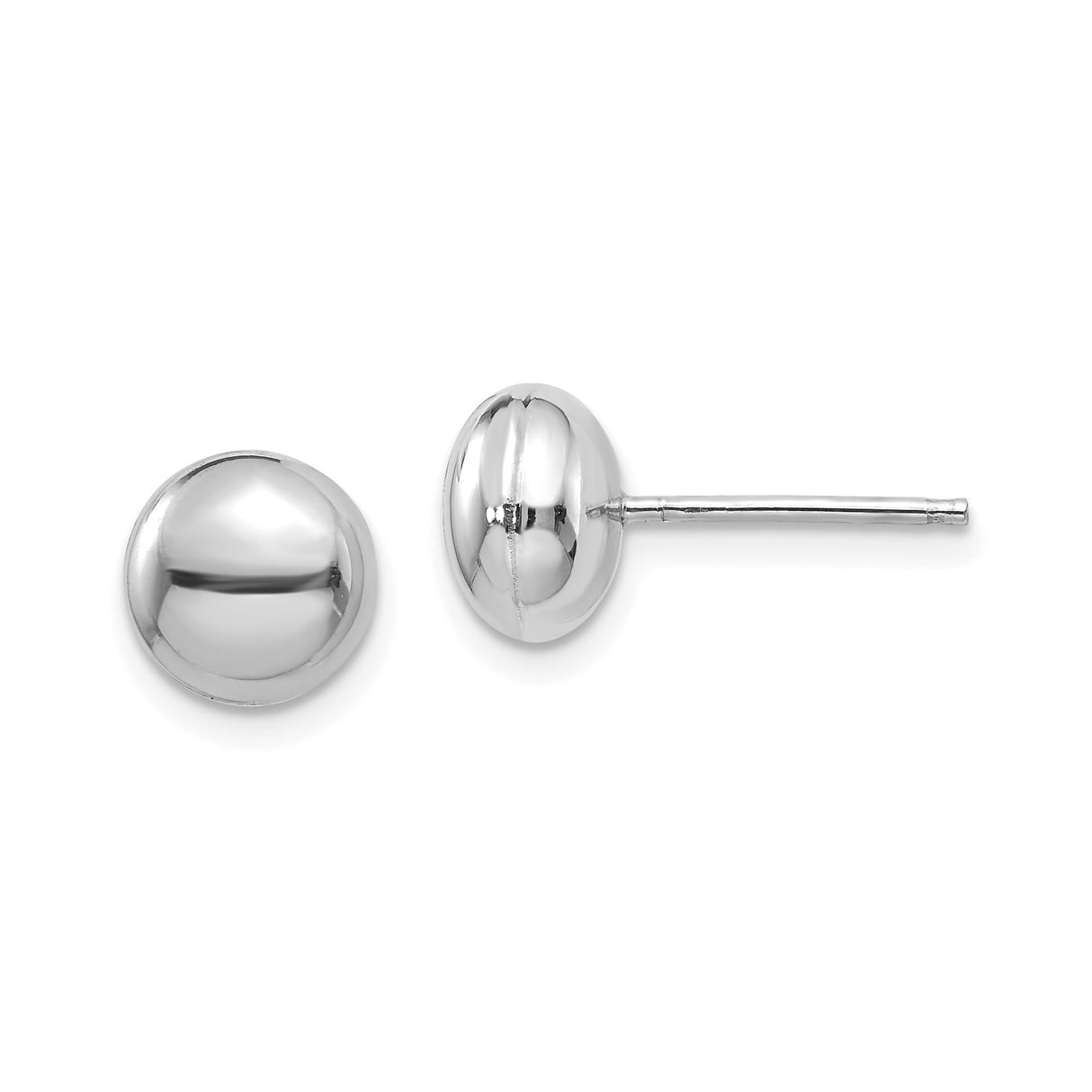 14k White Gold Ball Stud Earrings, Polished Dome Design, Minimalist Classic Jewelry for Women
