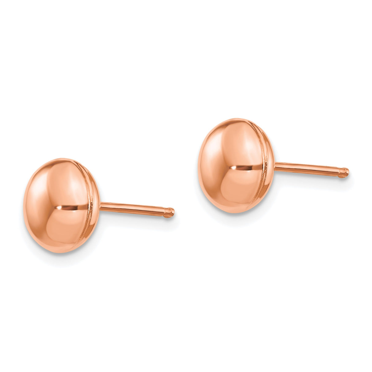 14k Rose Gold Ball Stud Earrings, Polished Minimalist Round Design for Women
