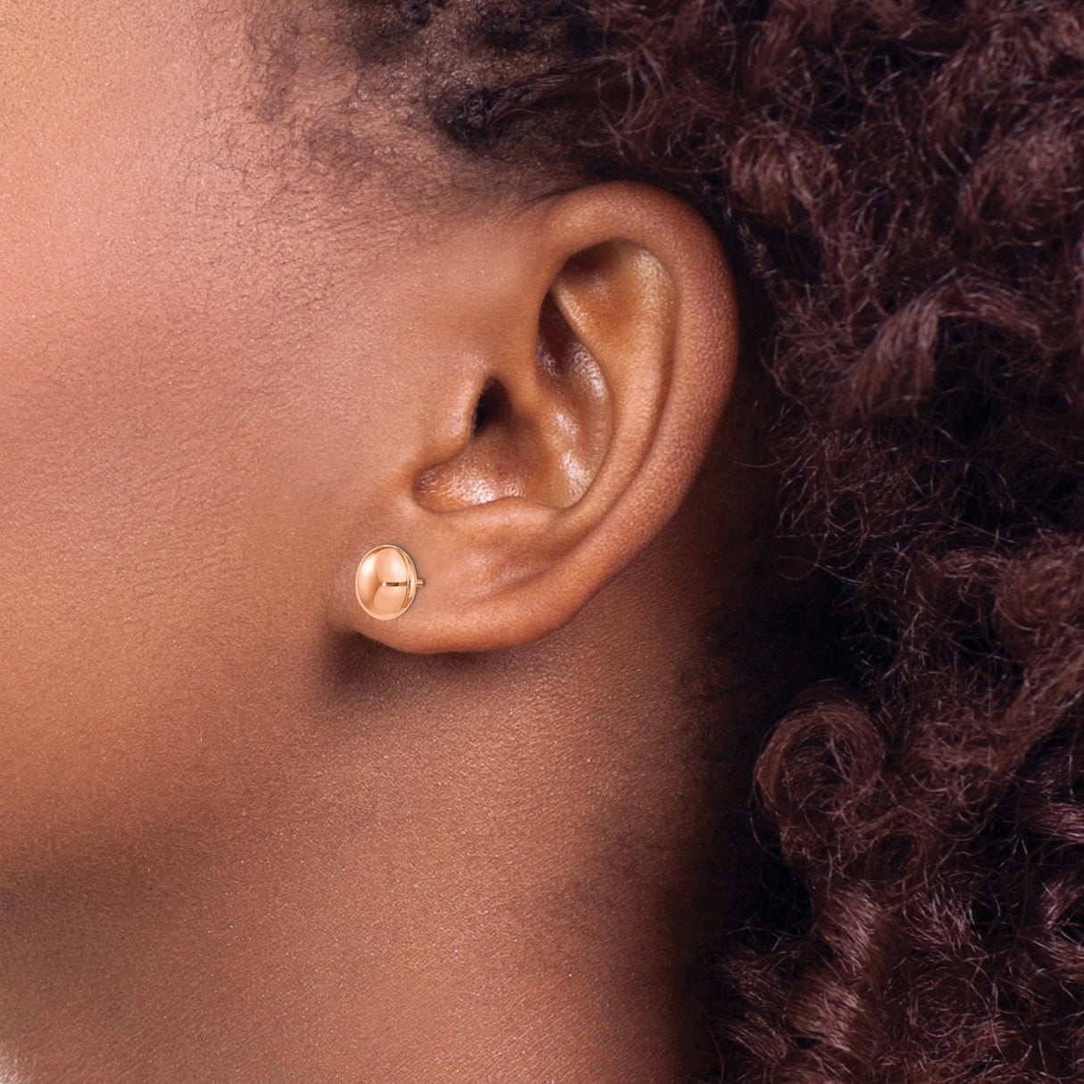 14k Rose Gold Ball Stud Earrings, Polished Minimalist Round Design for Women