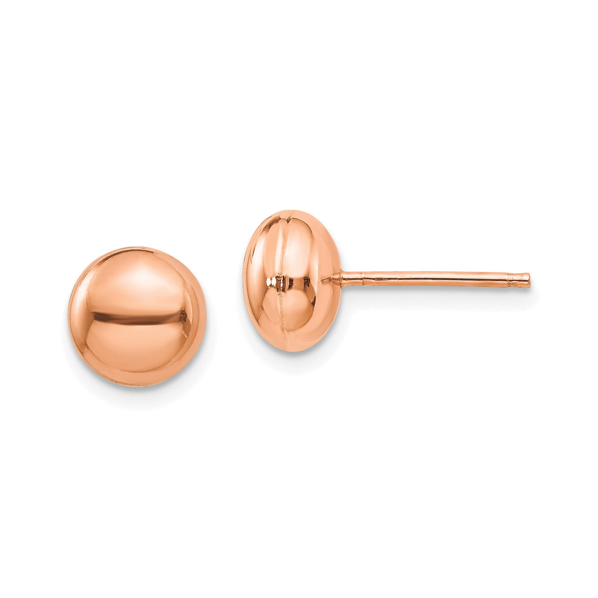 14k Rose Gold Ball Stud Earrings, Polished Minimalist Round Design for Women