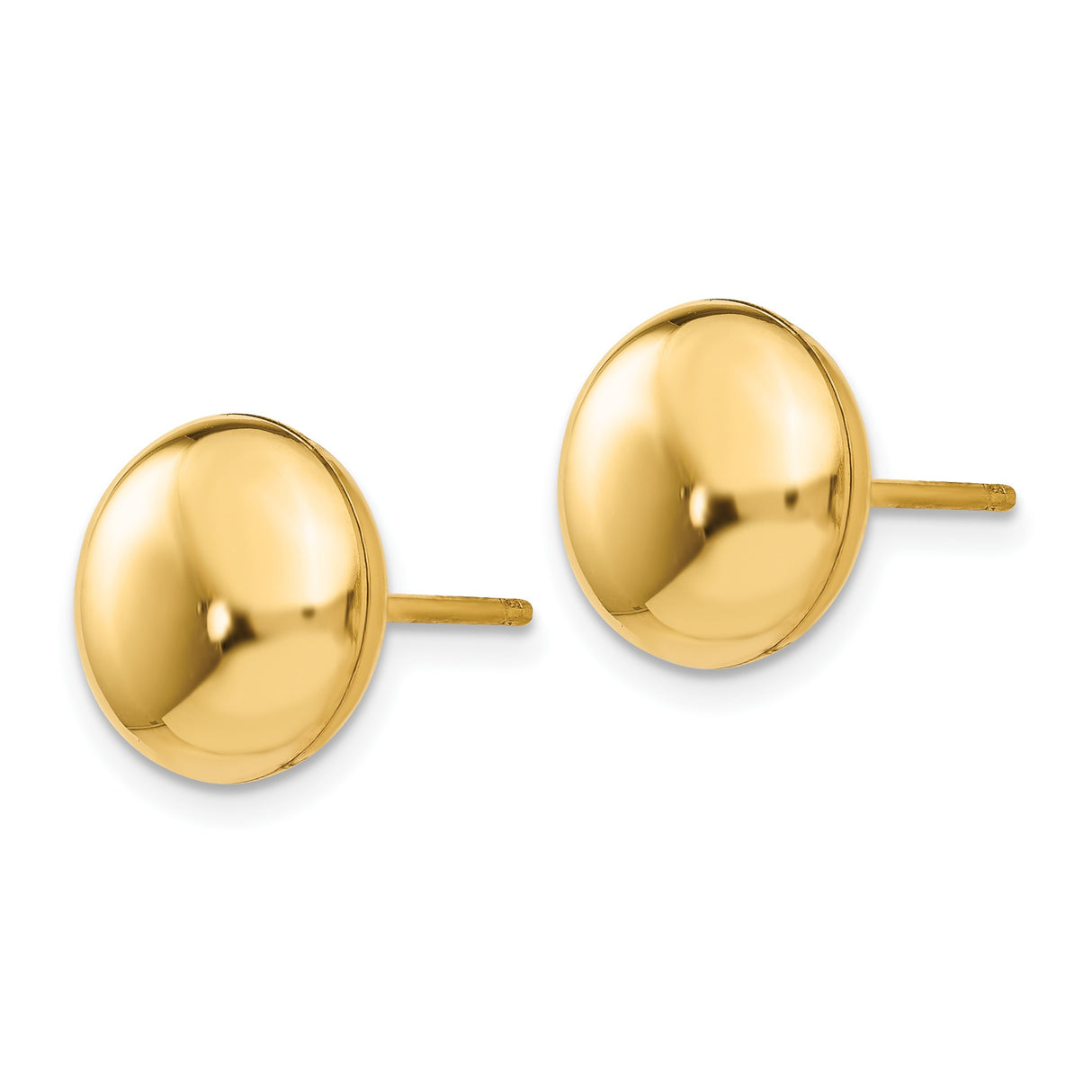 14k Yellow Gold Dome Stud Earrings, Classic Round Button Design, Polished Minimalist Style