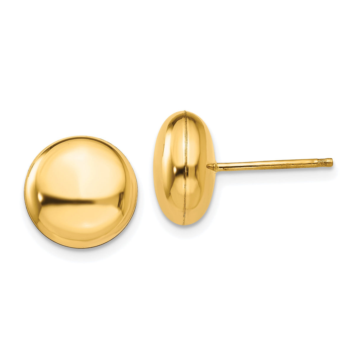14k Yellow Gold Dome Stud Earrings, Classic Round Button Design, Polished Minimalist Style
