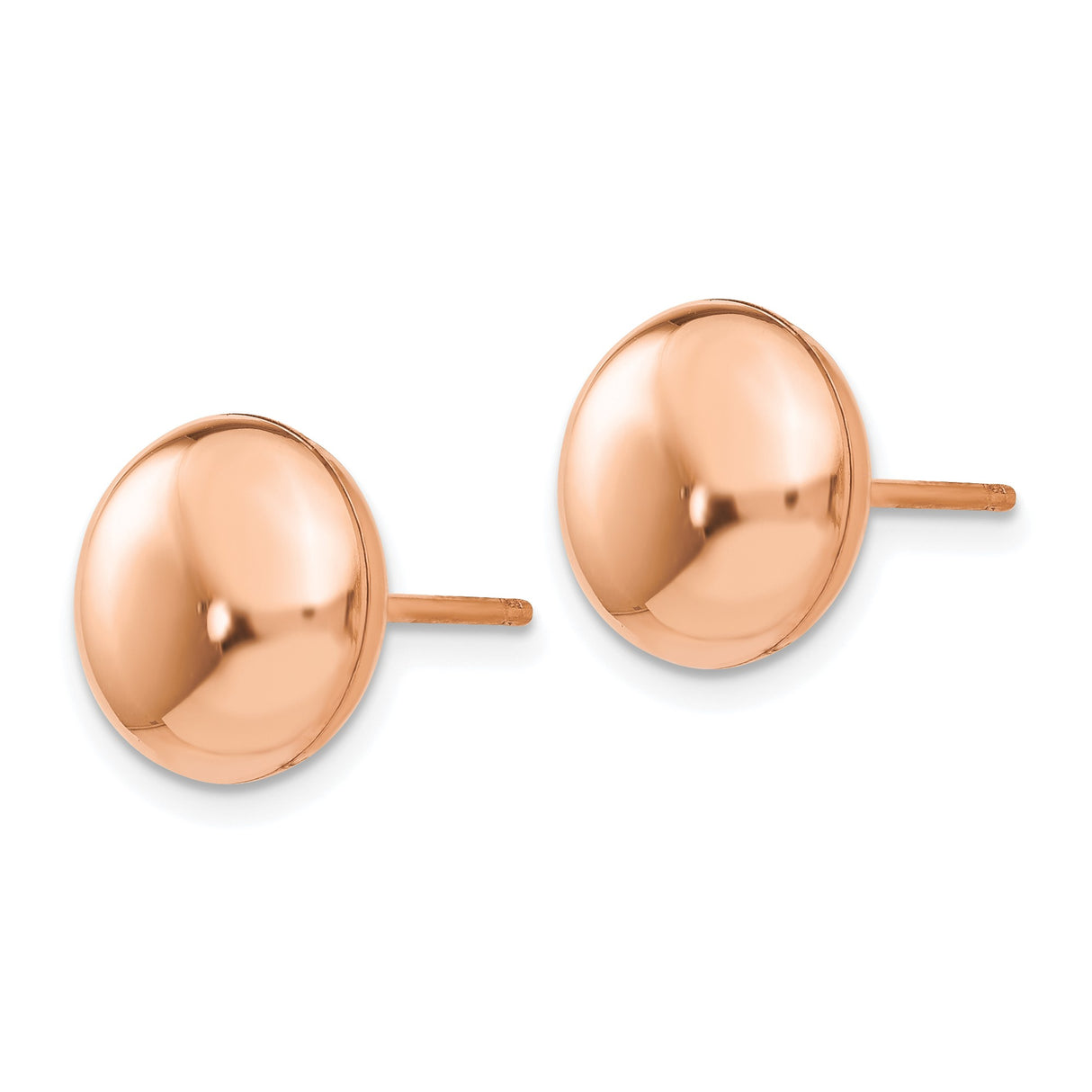 14k Rose Gold Dome Stud Earrings, Polished Round Ball Design, Minimalist Style for Women
