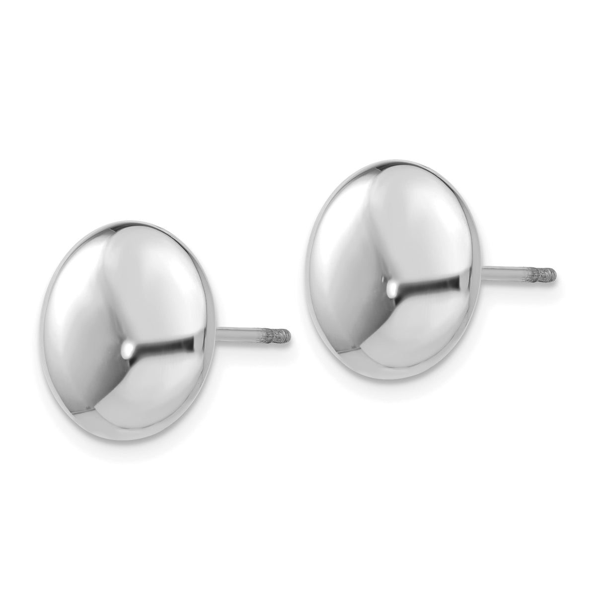 14k White Gold Dome Stud Earrings, Polished Button Style, Minimalist Design