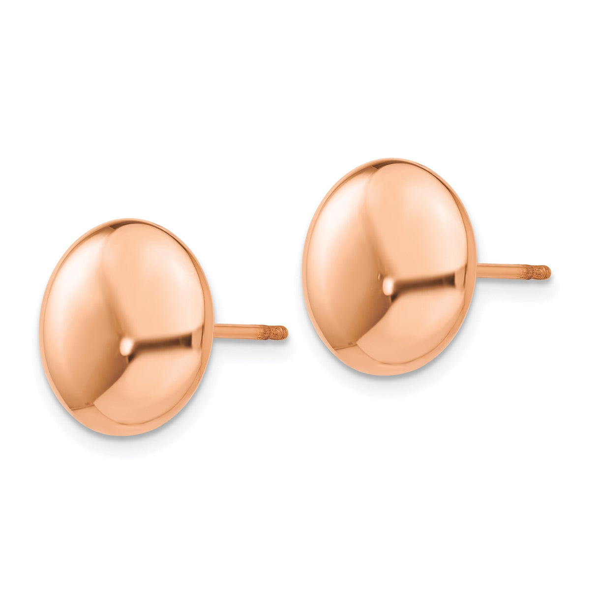 14k Rose Gold Dome Stud Earrings with Smooth Polished Finish, Minimalist Round Shape