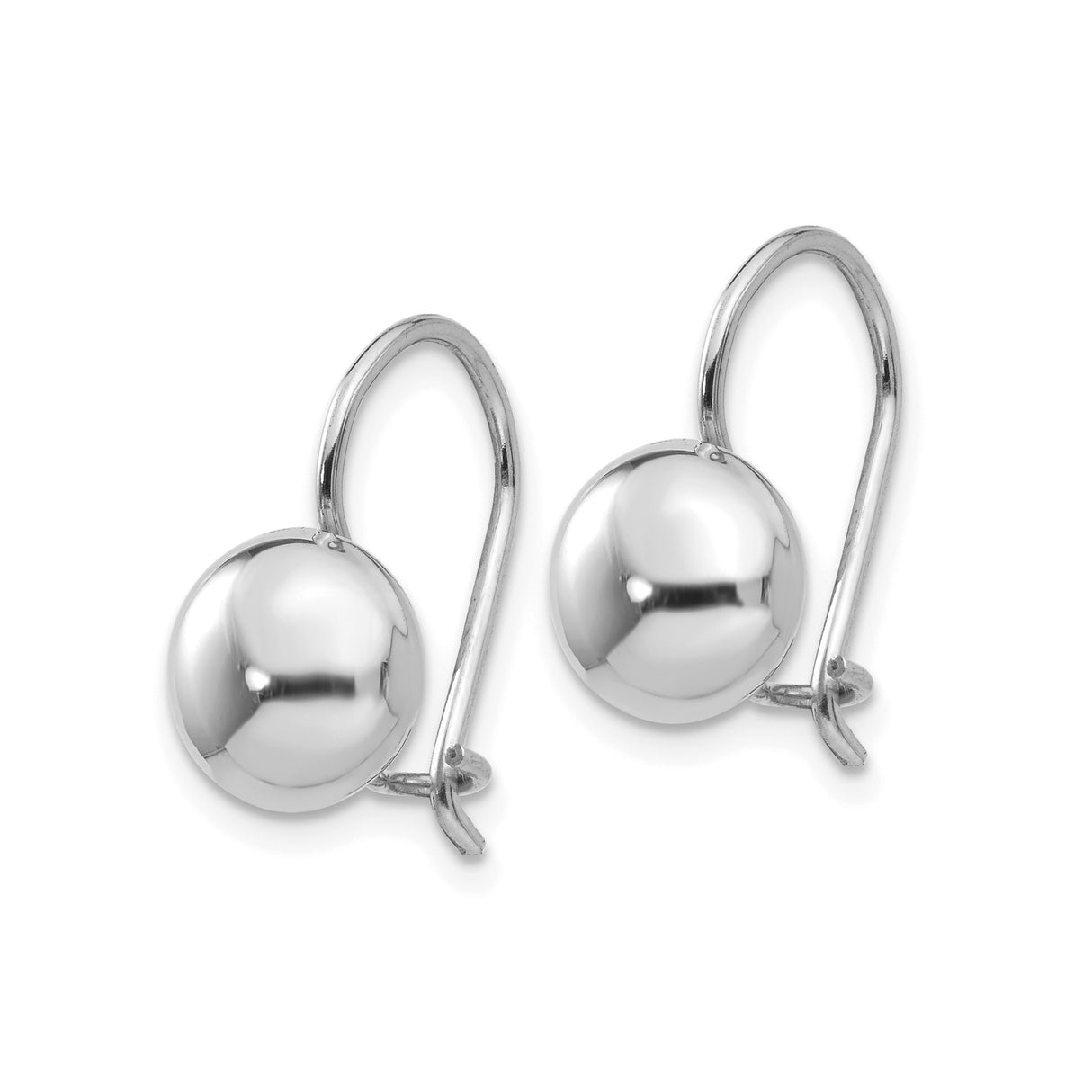 14k White Gold Leverback Earrings, Polished Smooth Dome, Minimalist Modern Design for Women